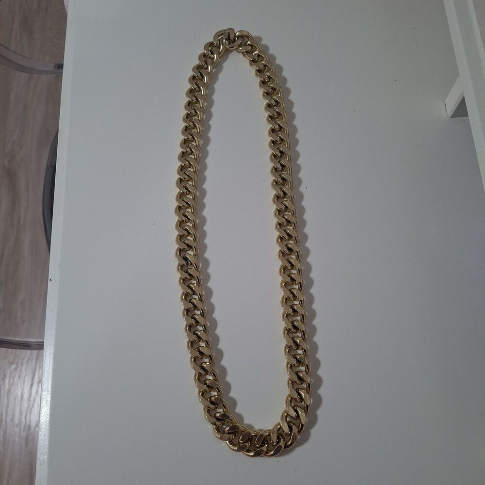 Long Gold Tone Chunky Chain Hip Hop Gangster Rap Fashion Statement Necklace